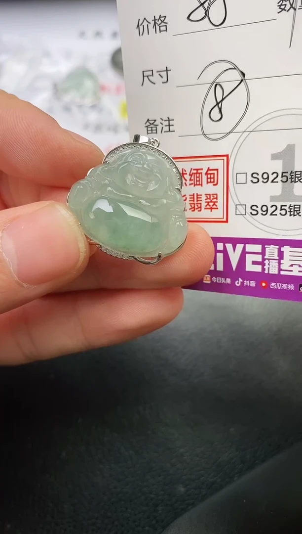 颈饰银S925镶嵌翡翠冬**来挂件