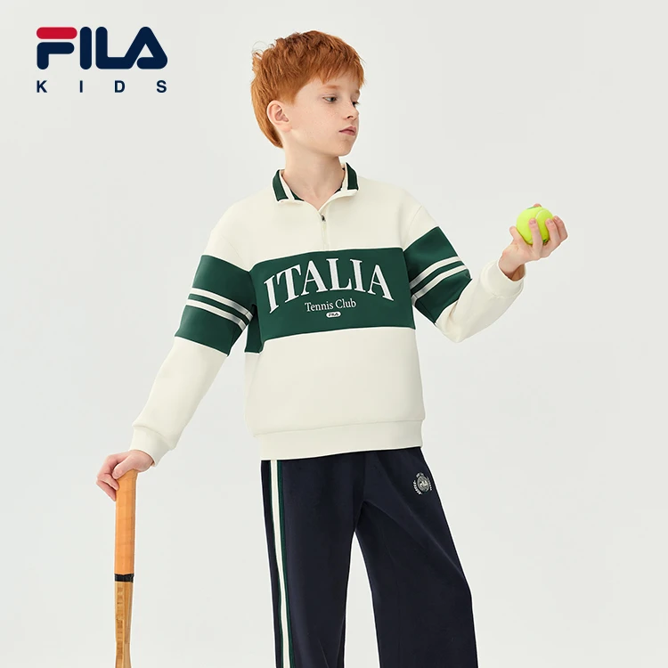 FILA斐乐童装男大童卫衣冬季新款抗菌保暖运动上衣K12B543222F
