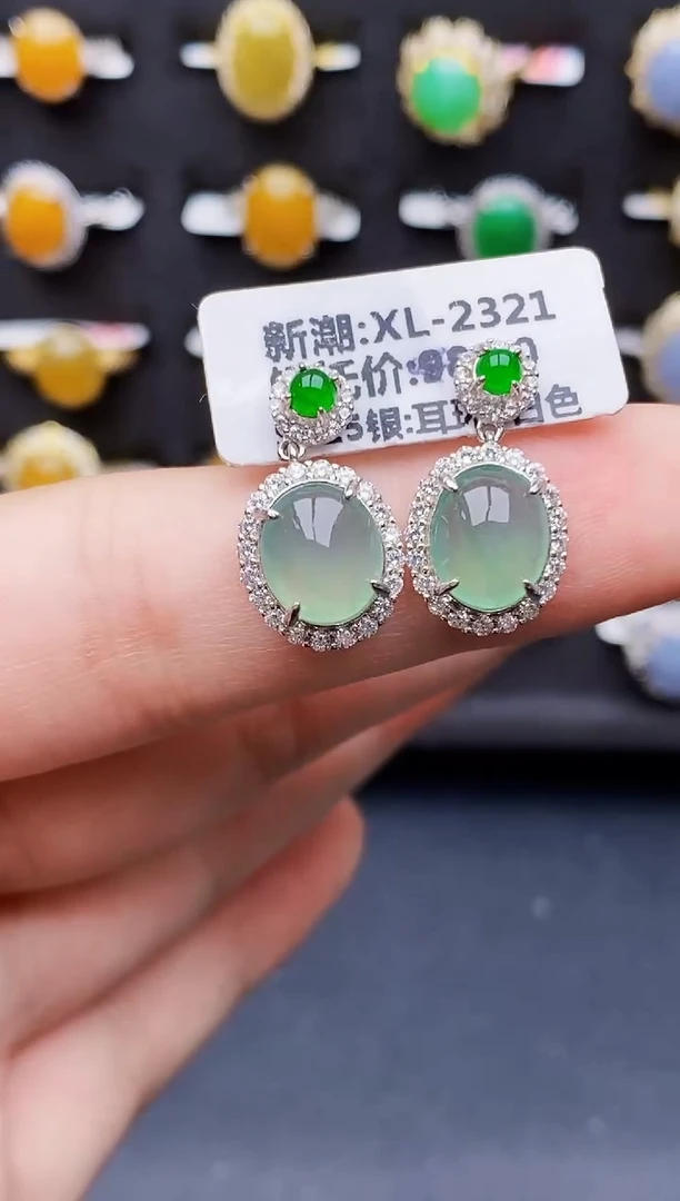 银S925镶嵌戒指翡翠天***样3274