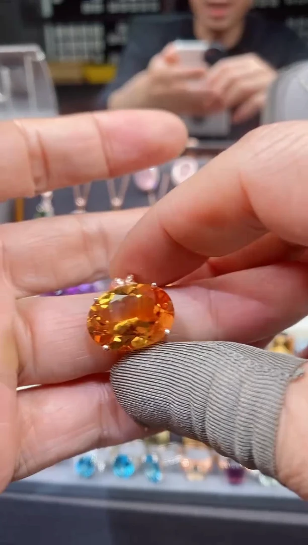 【闪购商品】黄晶戒子银S925镶嵌黄晶戒子