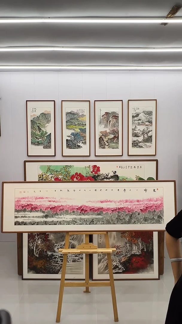 国画阿里丁  160*45  晨曦 玫瑰花