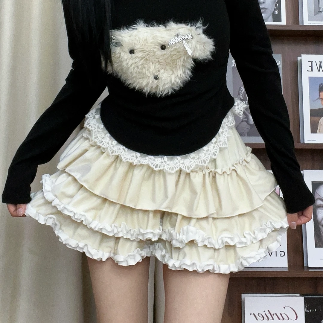【300-400】芭蕾风半身裙秋冬洋气高腰显瘦显腿长短款lolita蛋糕裙