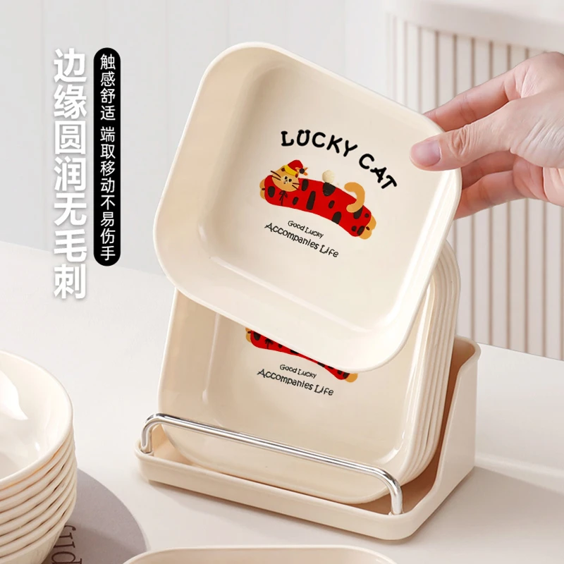 俏洁幸运猫吐骨碟家用餐桌用品垃圾盘水果盘吐骨头零食盘子高颜值