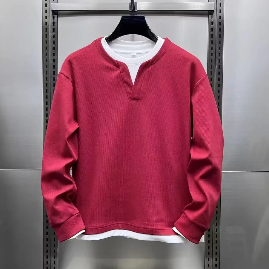 时尚男装穿搭潮流搭配2025秋冬新款经典廓形拼接假两件设计卫衣