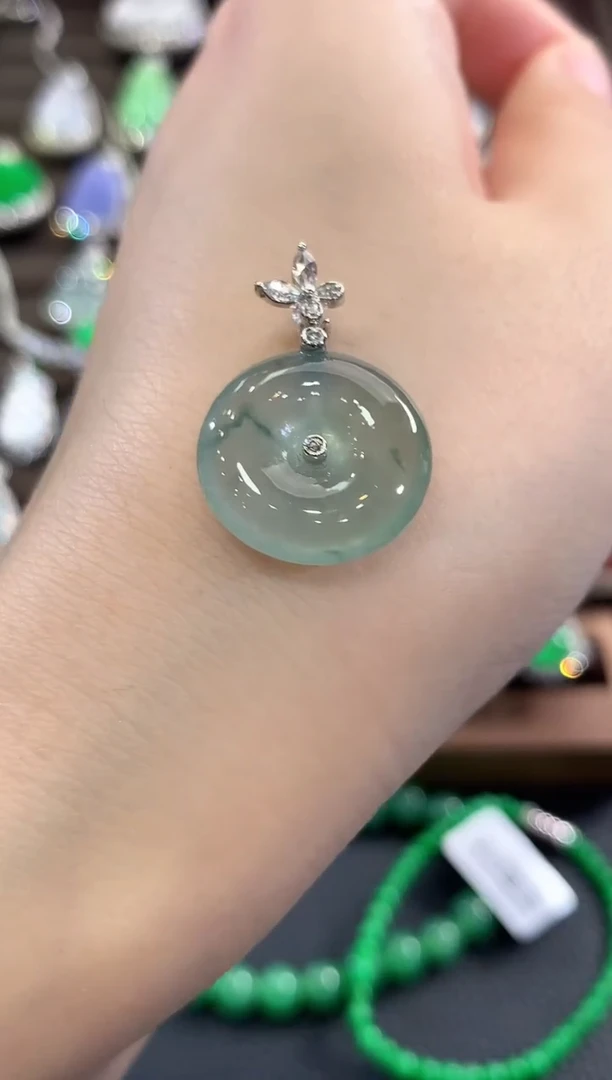 吊坠(不含链)18K金镶嵌翡翠b25