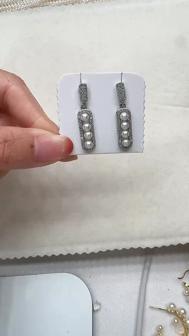 合金淡水珍珠耳饰1