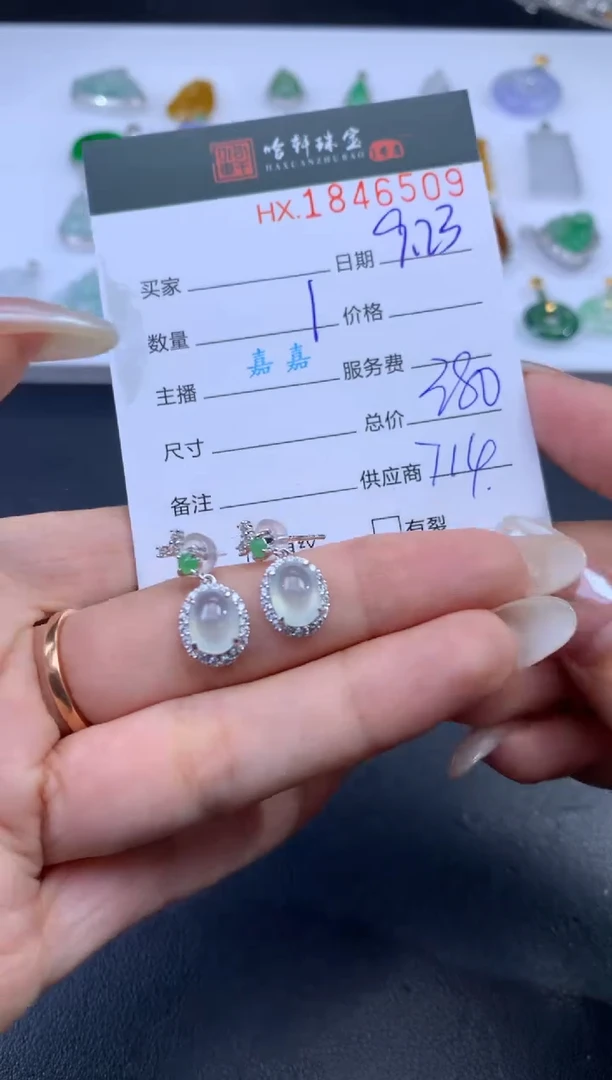 未镶嵌挂件翡翠哈轩 耳饰一对1