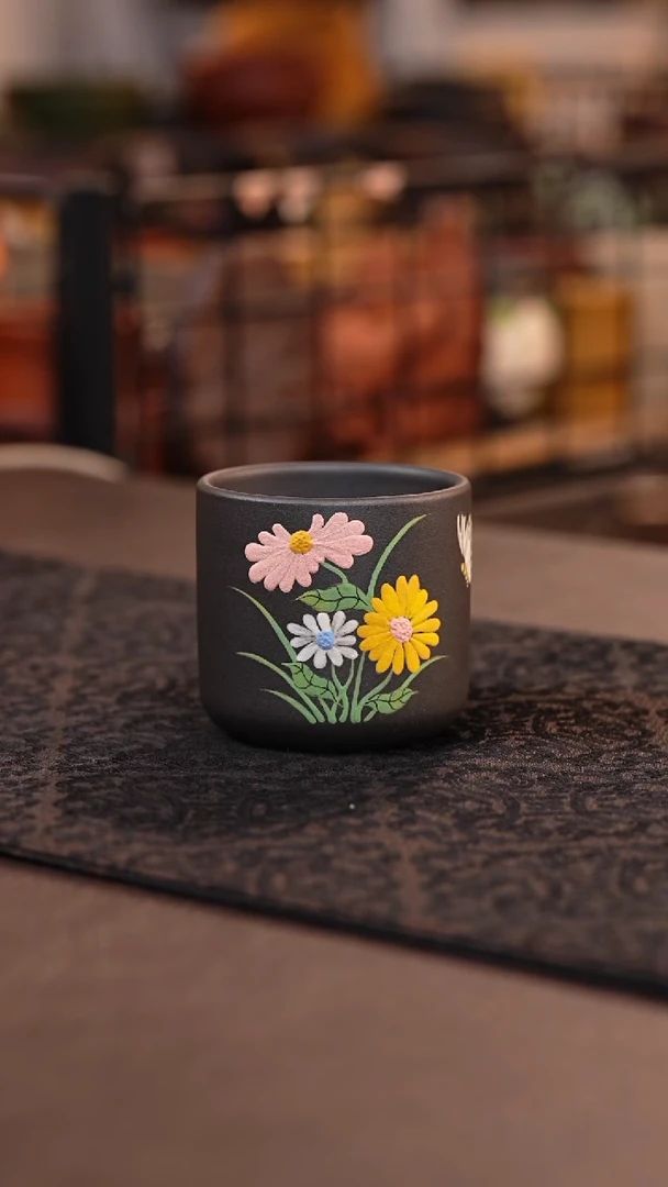 茶杯紫砂大红袍捂灰小雏菊