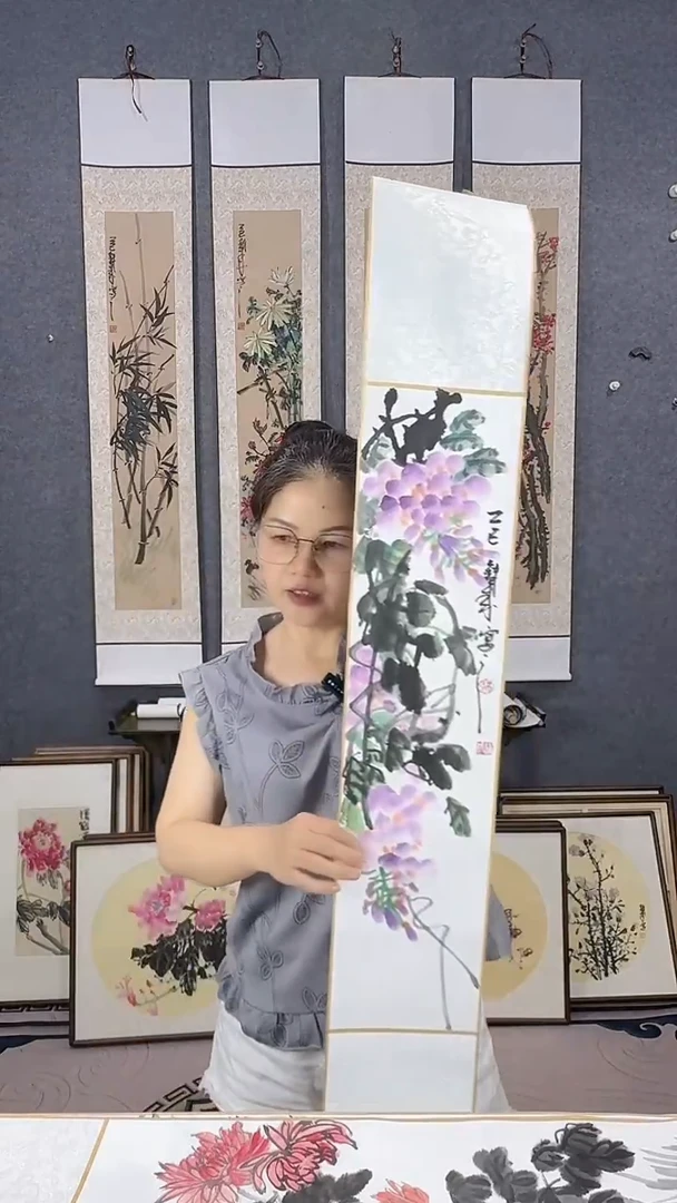 国画110*17吴铁成手绘卷轴