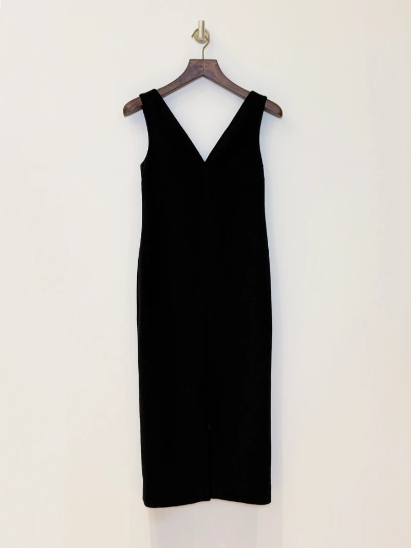 RECTO 设计师品牌2025秋冬新款纯色前开襟长款连衣裙女士休闲日常