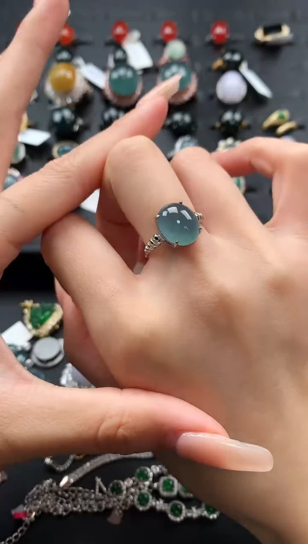 【闪购商品】翡翠戒指银S925镶嵌5487648764