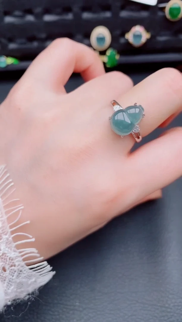 【闪购商品】翡翠戒指银S925镶嵌天然a货翡翠432