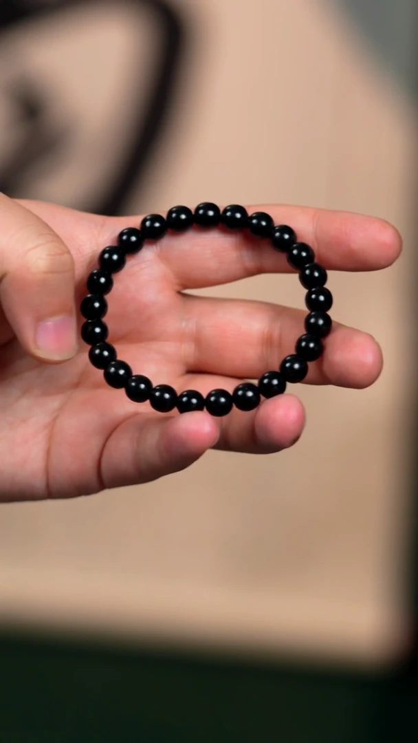 未镶嵌手链和田玉8mm叶城黑青一细