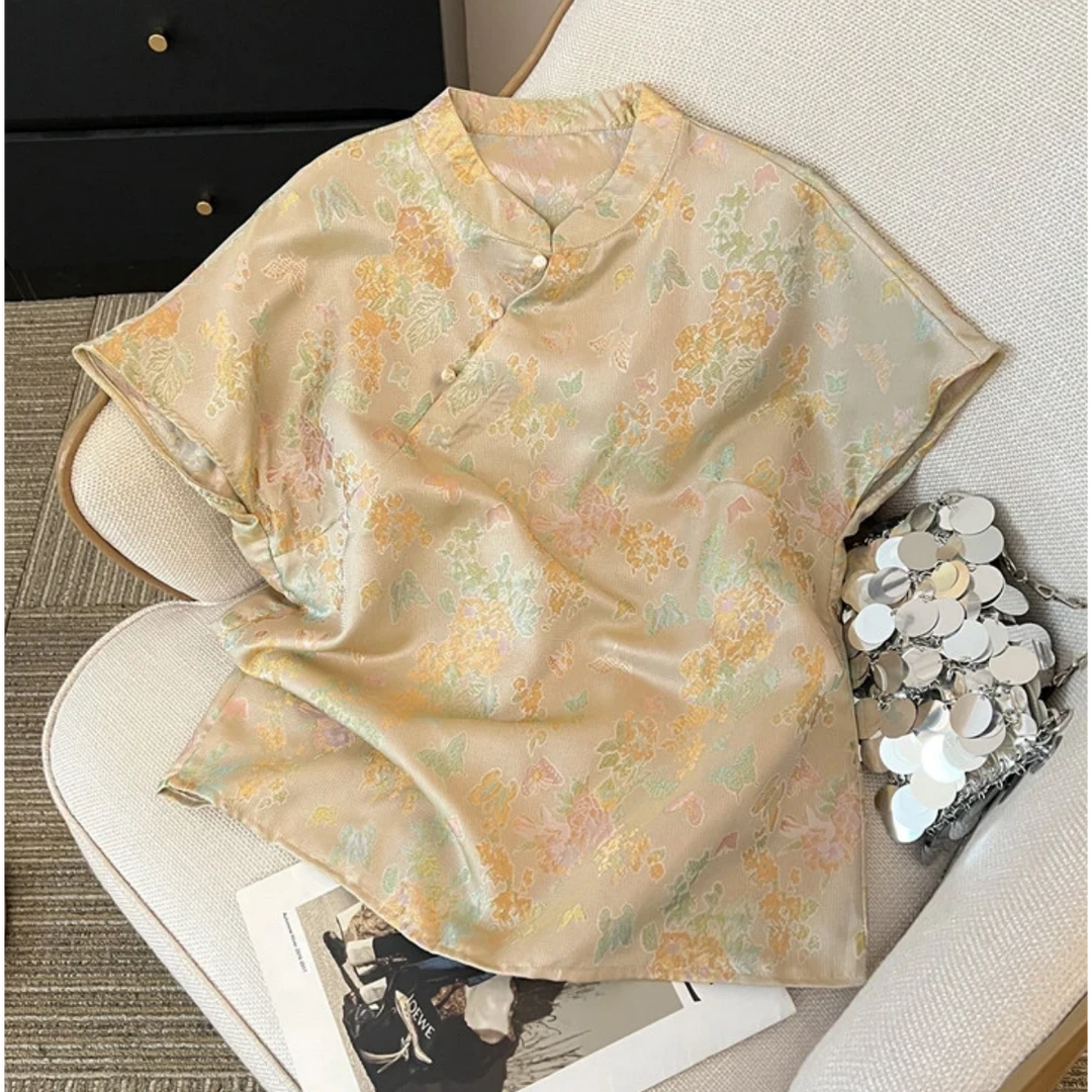 172【王公子专属】新中式国风上衣提花高级感显瘦修身小衫