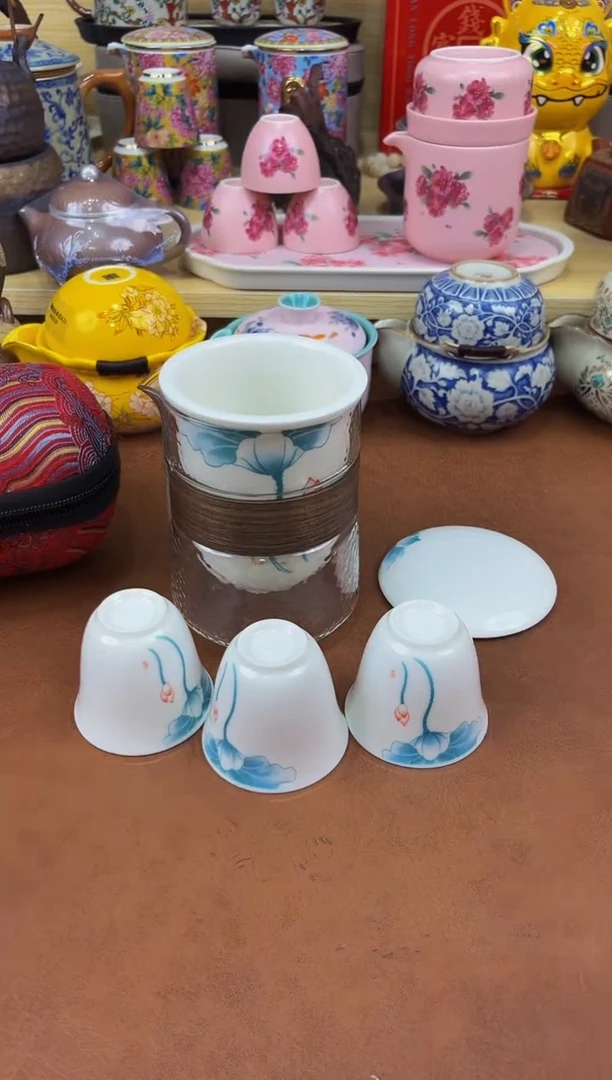陶瓷茶具摆件旅行套组