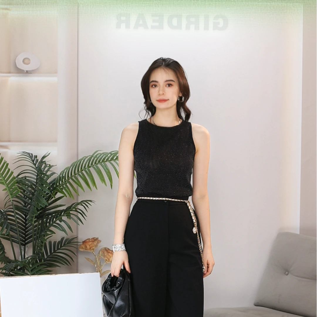 GIRDEAR/哥弟修身显瘦百搭高级感辣妹工字形星空纱衣背心130085