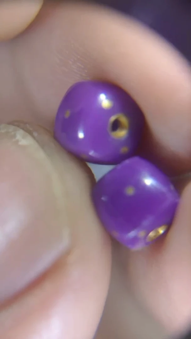 玛瑙/玉髓颈饰22K金镶嵌3紫色骰子多样性发货发其一