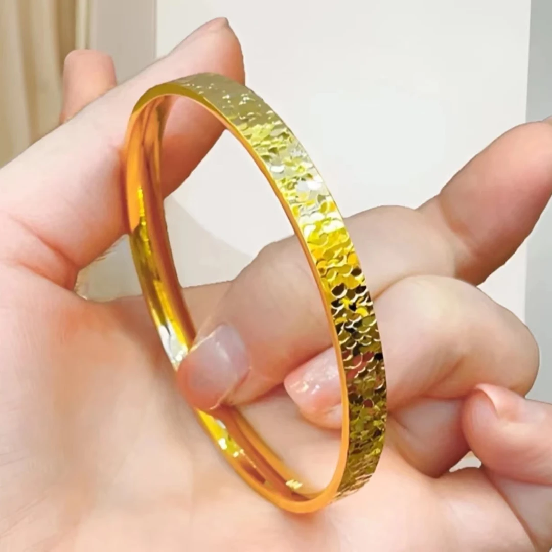 铜合金手镯 精品碎碎冰闭口手镯气质轻奢时尚古法经典精美百搭