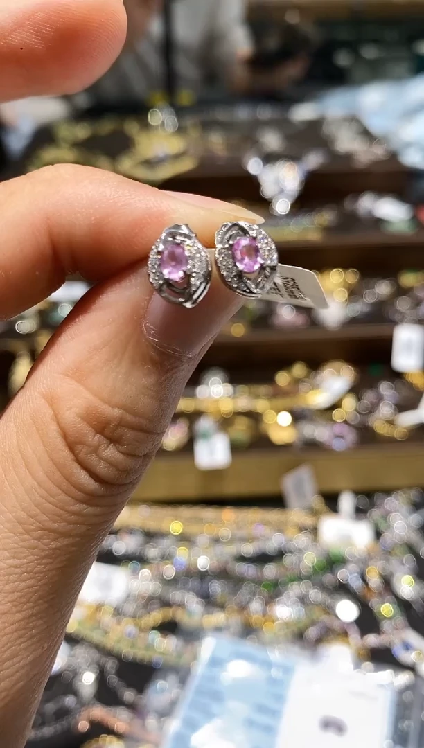 【闪购商品】蓝宝石耳饰银S925镀金镶嵌耳钉