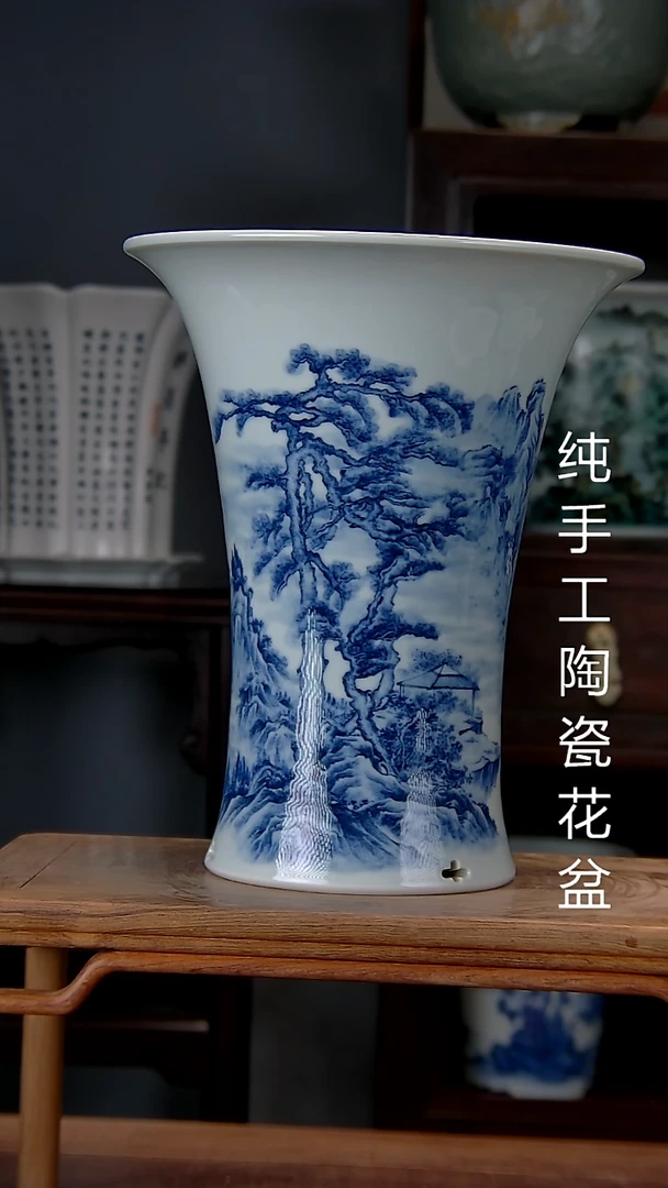秋**月景德镇手工陶瓷花盆
