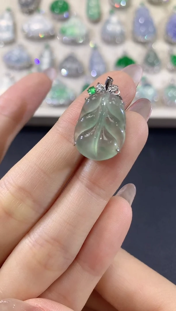 翡翠18K金镶嵌吊坠(不含链)S4