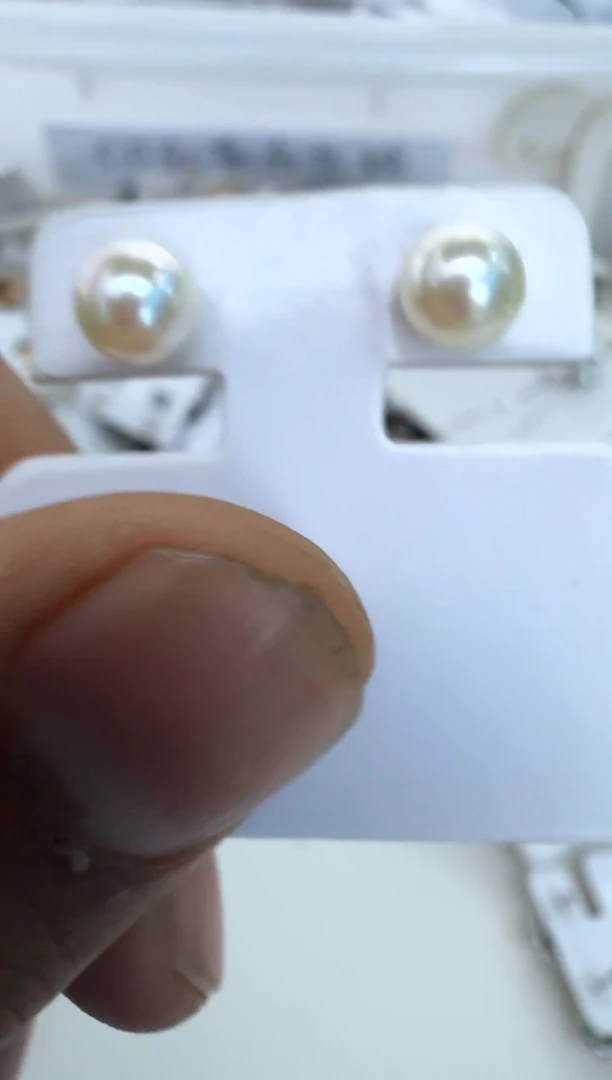 【闪购商品】海水珍珠耳饰银S925镶嵌白色akoya耳钉