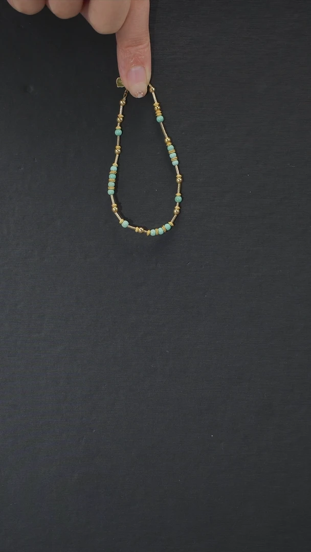 【闪购商品】绿松石手链18K金镶嵌手链