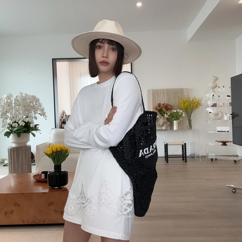 【rarer rarer】蕾丝边拼接白色长袖T恤 2501065