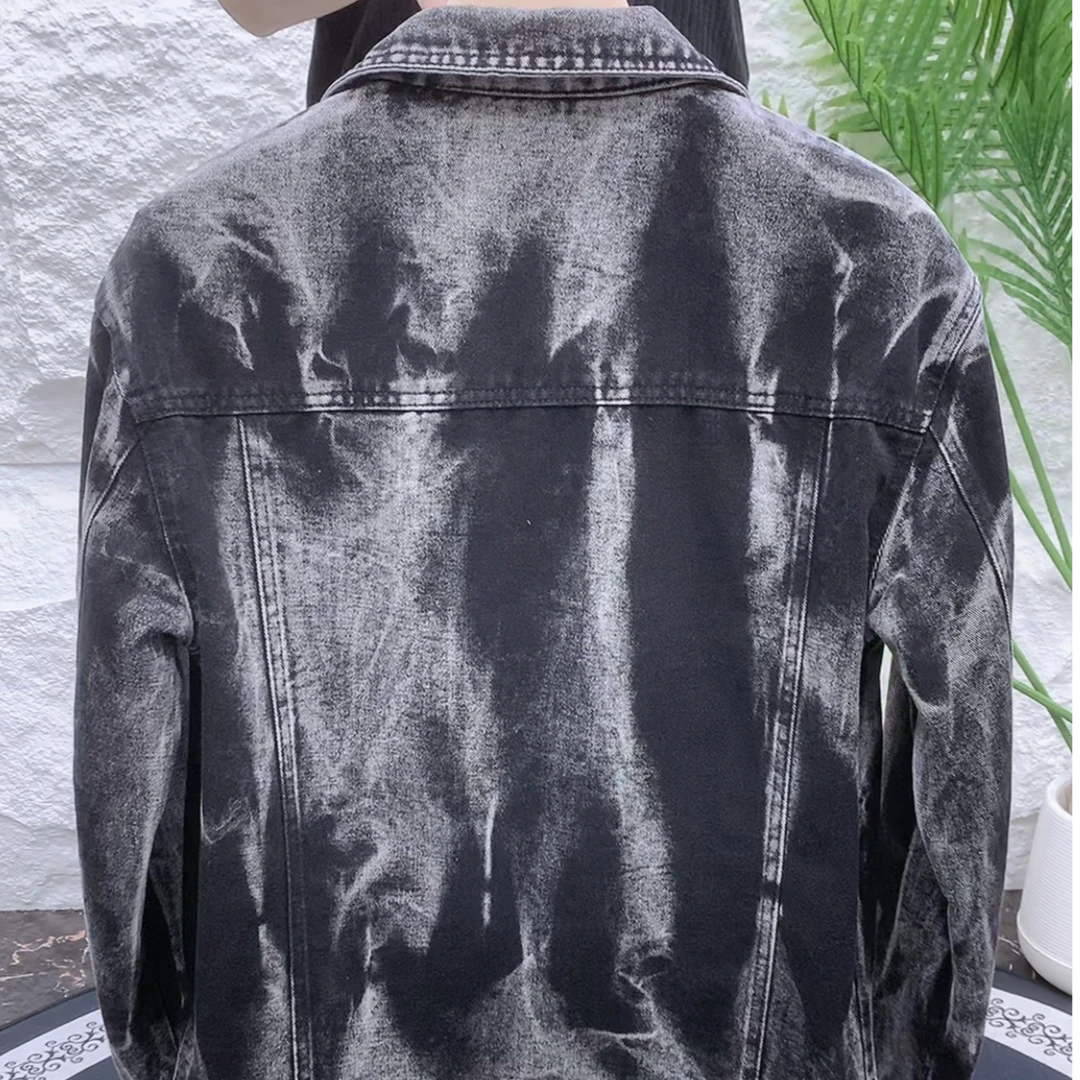 韩版潮流休闲百搭帅气水洗牛仔夹克黑色春秋秋季男外套上衣8828