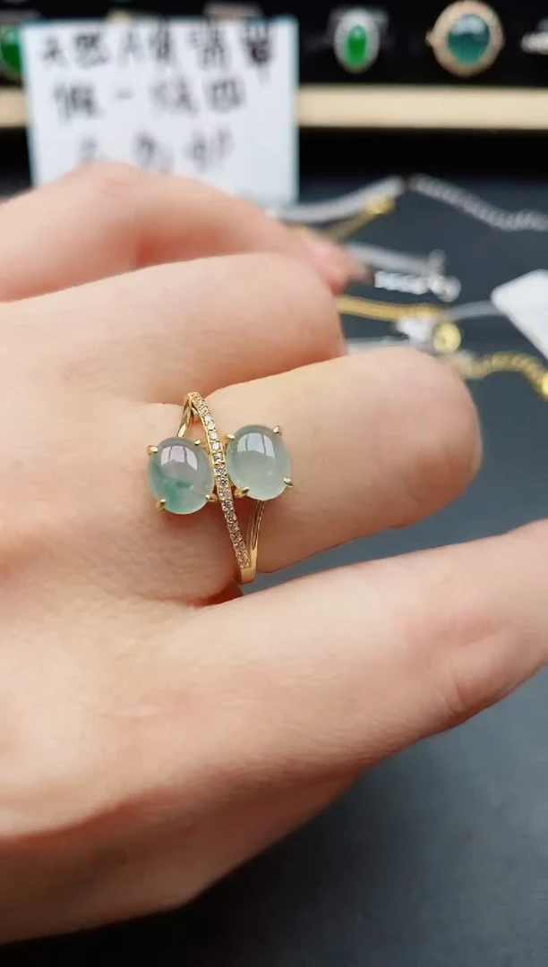 翡翠戒指银S925镶嵌50850