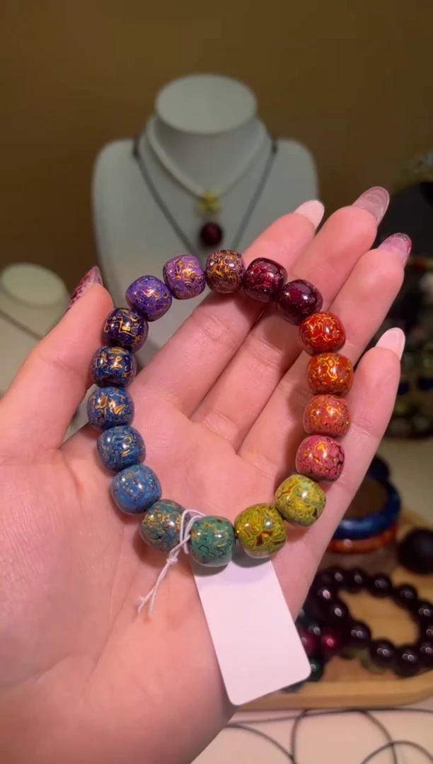 榕城大漆多宝变彩老型珠1.0*18颗手串