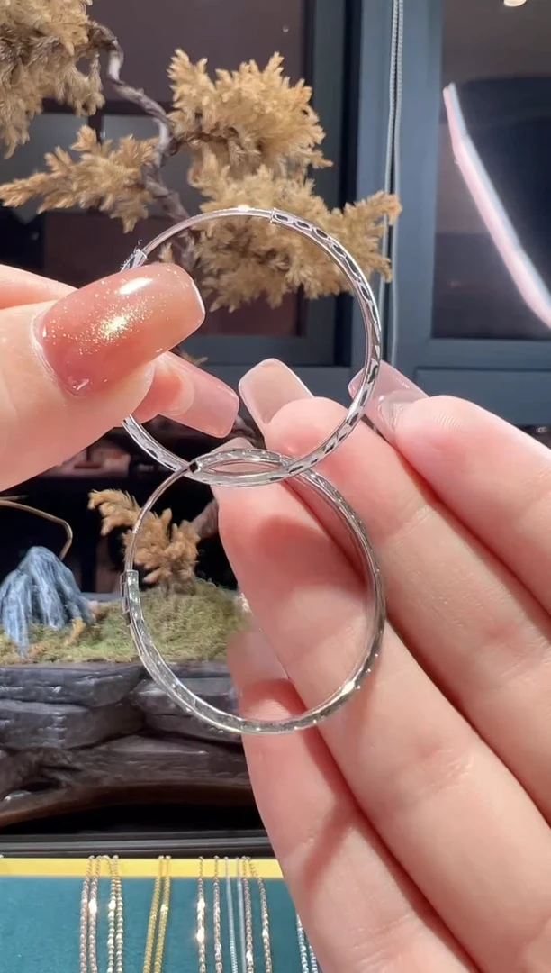 定制铂950耳饰车花大耳圈