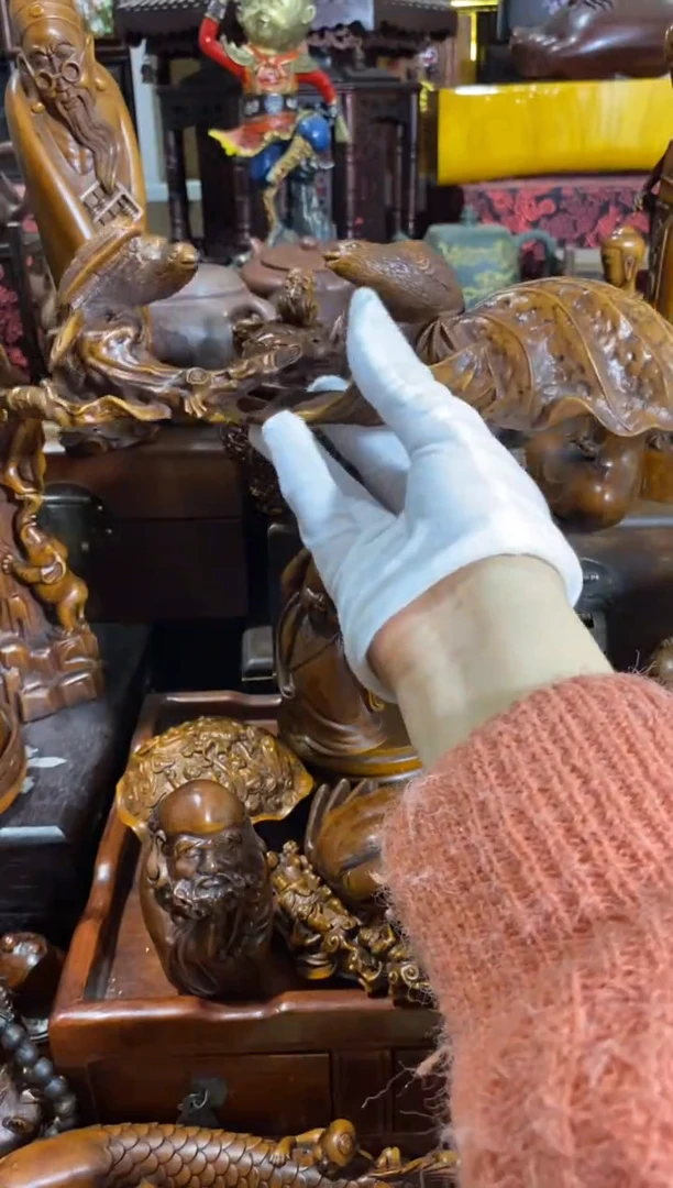 木小叶黄杨摆件花鸟笔架