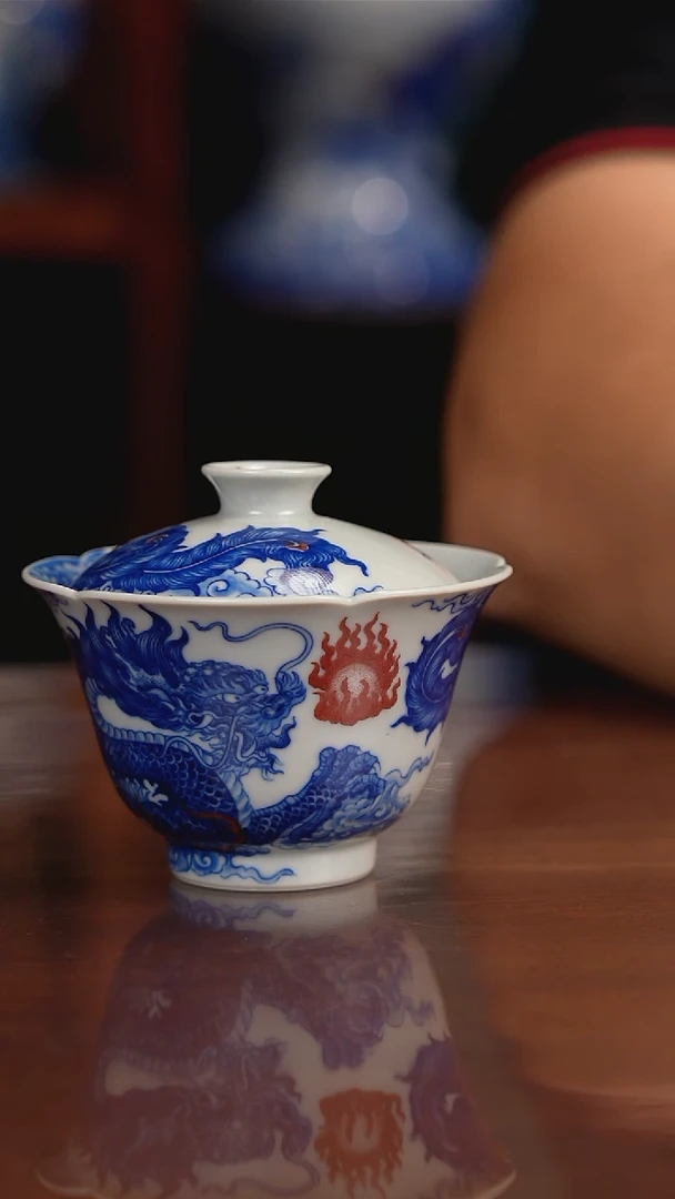 自成柴窑青花釉里红
