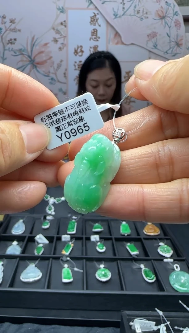 翡翠18K金镶嵌颈饰Y0965貔貅 退货扣运营费100
