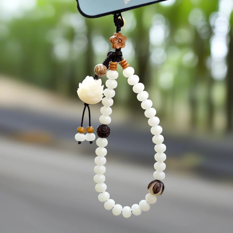 2025新款天然菩提子手机挂链相思豆复古风文艺短款手拿绳防丢绳