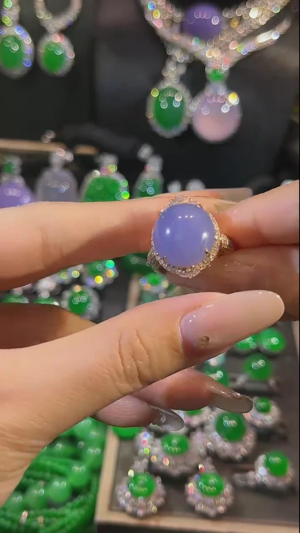 【闪购商品】翡翠戒指18K金镶嵌吊坠戒指两用款