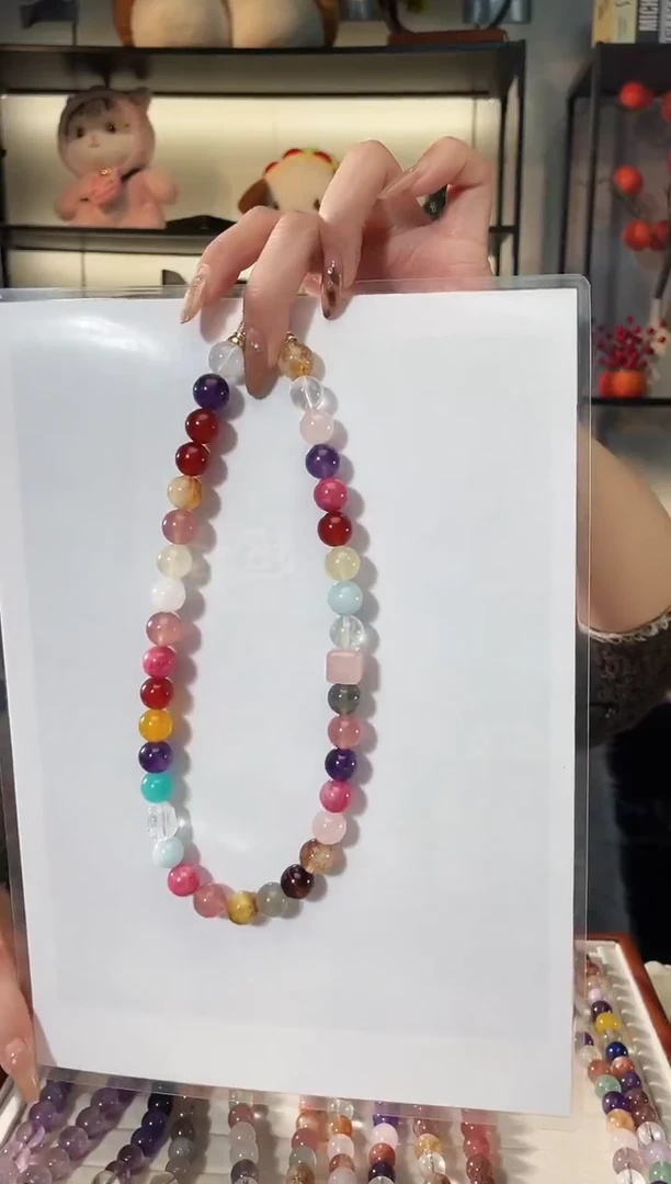 未镶嵌手链水晶粉水方糖项链