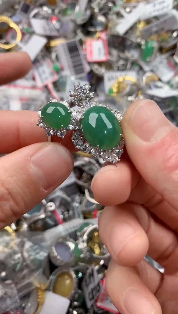 银S925镶嵌戒指翡翠111---------2