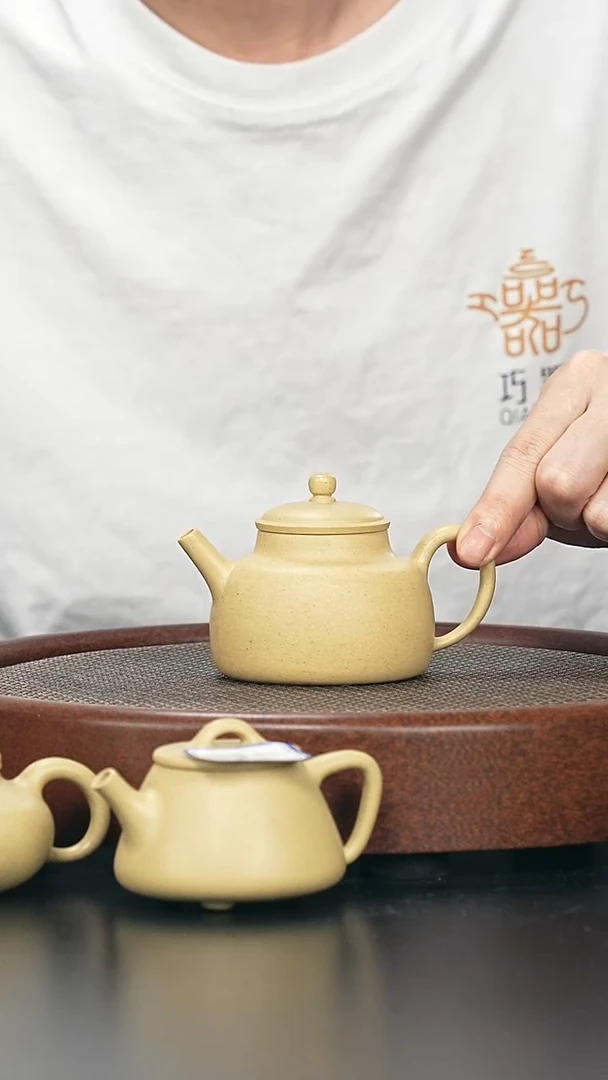 茶壶紫砂言心-梨皮本绿-全手工无添加-容量