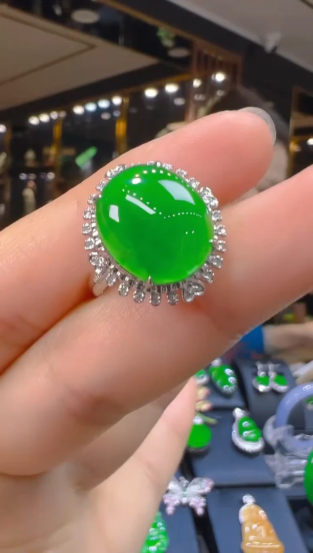 翡翠戒指18K金镶嵌077（多样性发其一）