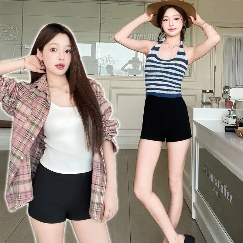 夏季黑色短裤女外穿高腰显瘦高弹力辣妹时尚休闲宽松百搭热裤