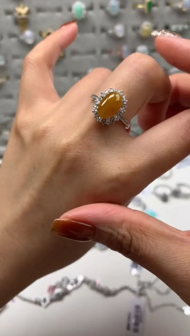 银S925镶嵌戒指翡翠1