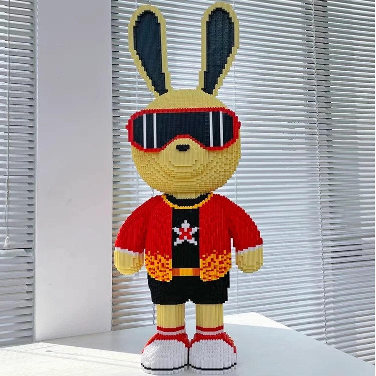 大颗粒超大立体社会兔流氓兔摆件积木益智拼装玩具男孩礼物潮玩