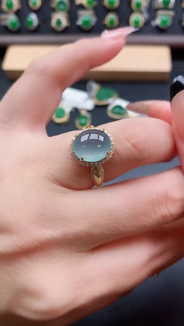 银S925镶嵌戒指翡翠1