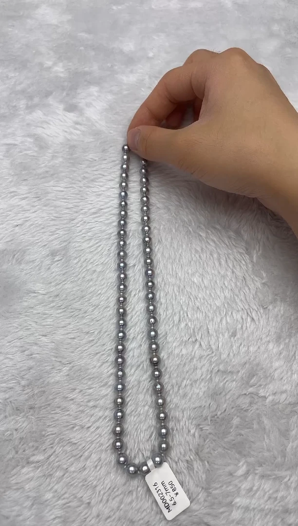 项链银S925镶嵌海水珍珠AK真多麻6.5-7mm