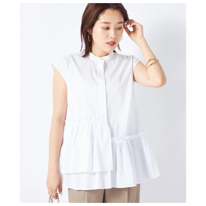 【DD外贸】 夏季新款 N 不对称设计感百搭气质上衣衬衫