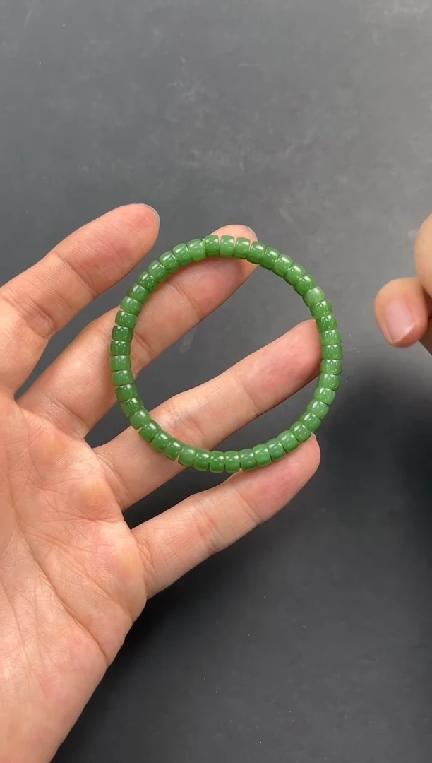 未镶嵌手串和田玉俄碧药片卡6手串微色差