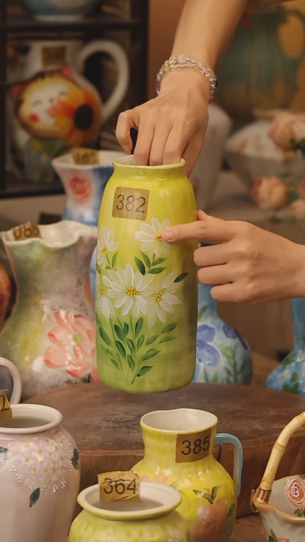 陶瓷382景德镇设计师手作花器摆件侘寂风
