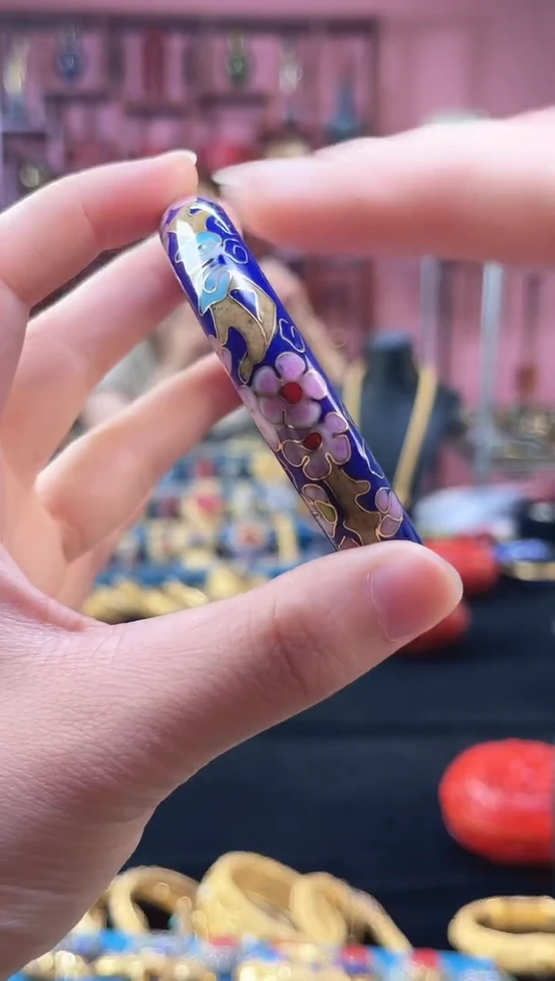 非遗 景泰蓝棍镯 60/宽版 宝蓝